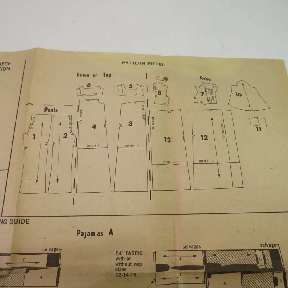 Vogue 7971 sewing pattern nightgown, pants, top, robe